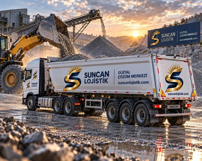 Taş ocağında damperli Suncan Lojistik aracı